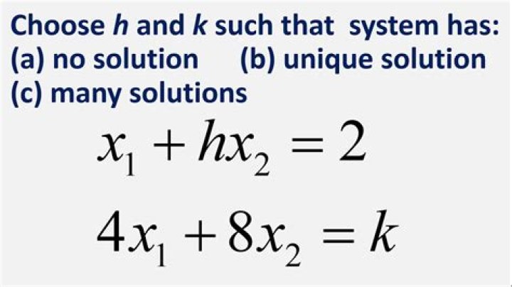 Choose $h$ and $k$ so that the system has no solution, one solution andinfinitely many