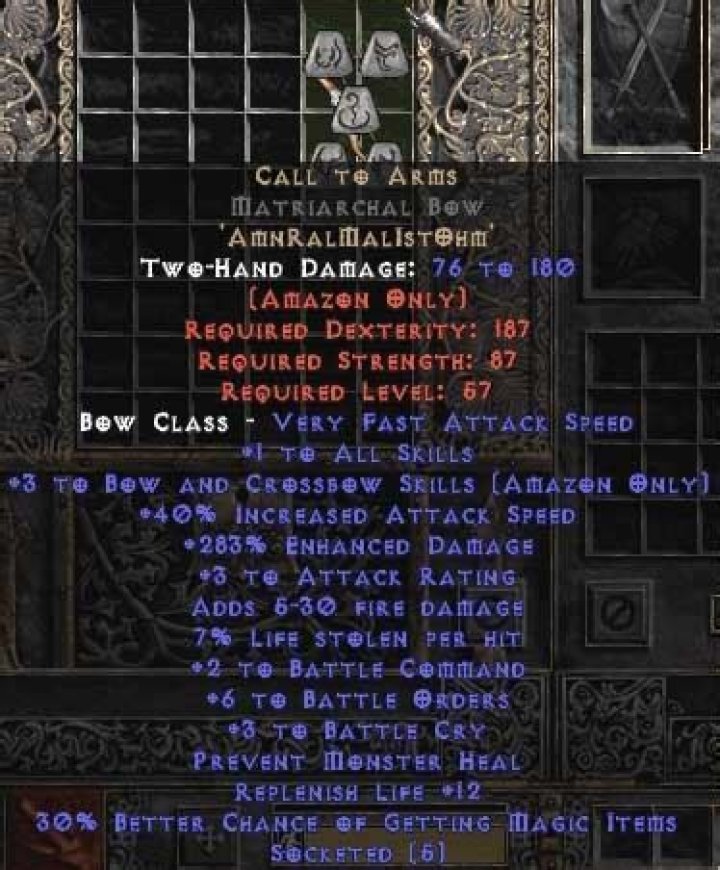 Diablo II Rune Words - Can you make Call to Arms using a Five Socketed Bow