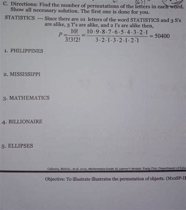 Distinct permutations of the word 
