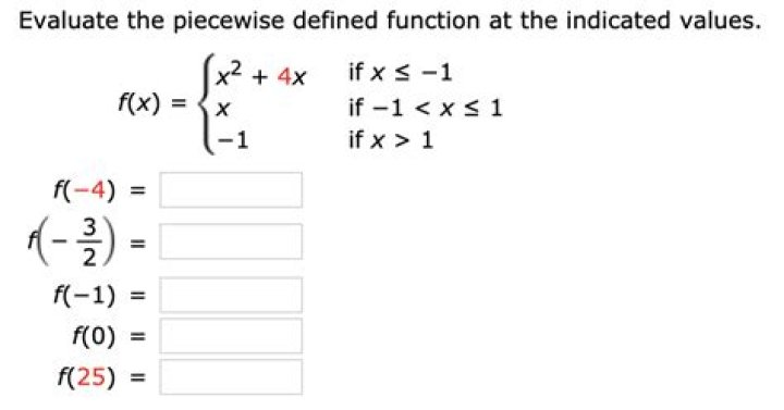 Evaluate the piecewise defined function