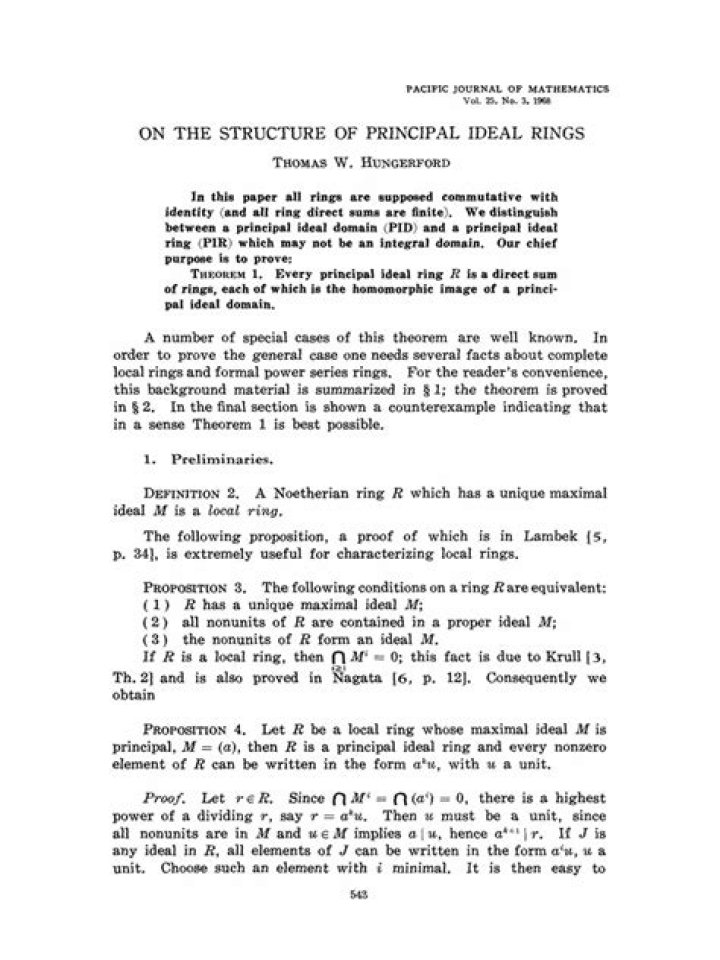 Existence of Principal Ideal
