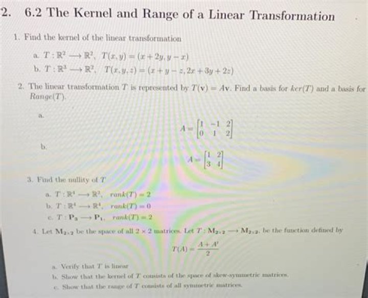 Finding kernel and range of a linear transformation