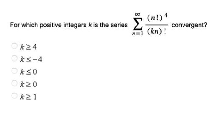 For which positive integers k is this series convergent: $\sum_{n=1}^{\infty}\frac{(n!)^2}{(kn)!}$