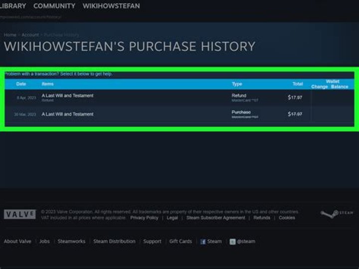 How can I view steam purchase history when you don't have money in your account?