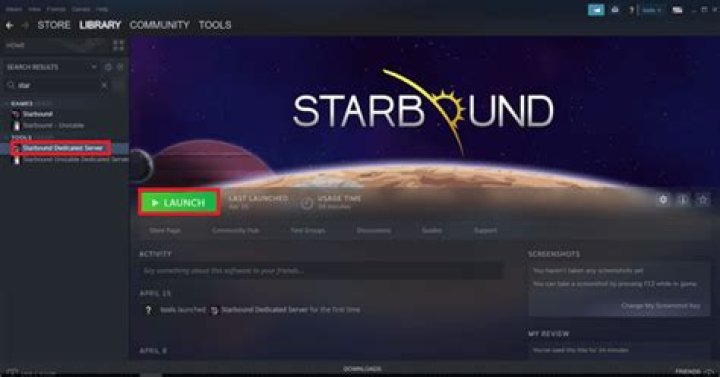 How do I launch Starbound and the dedicated server from Steam