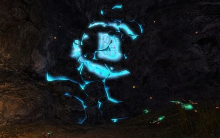 How do you open a large blue runed door in Hidden Ourobon?