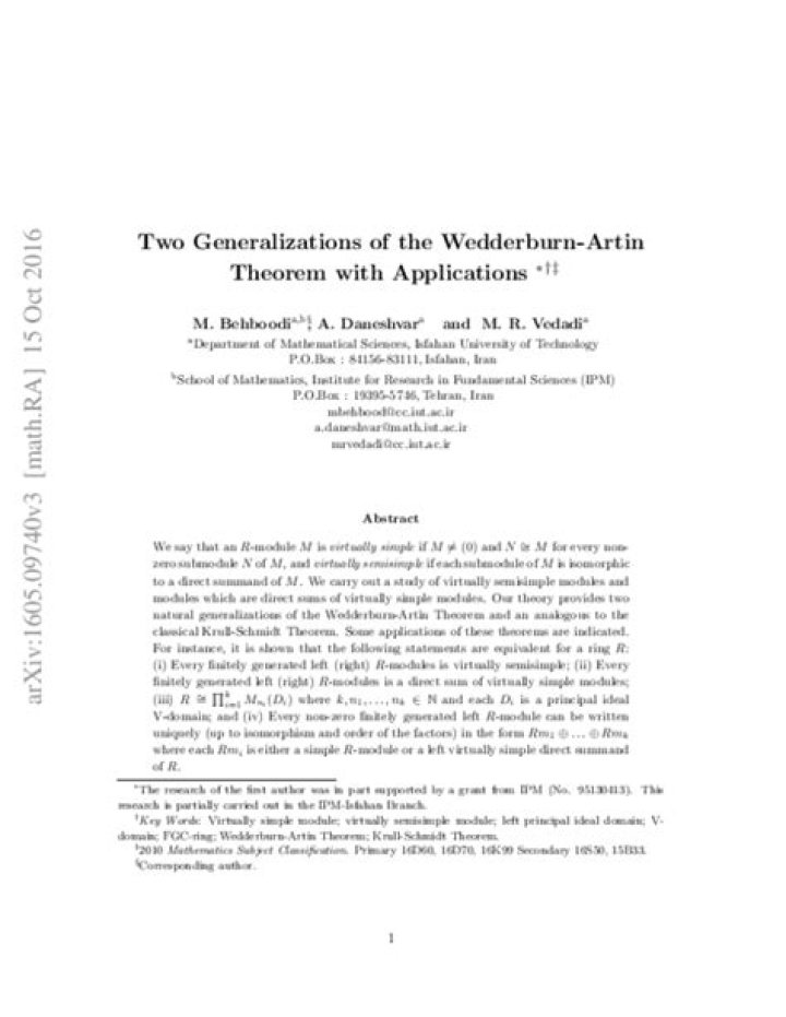 Importance of the Artin-Wedderburn theorem