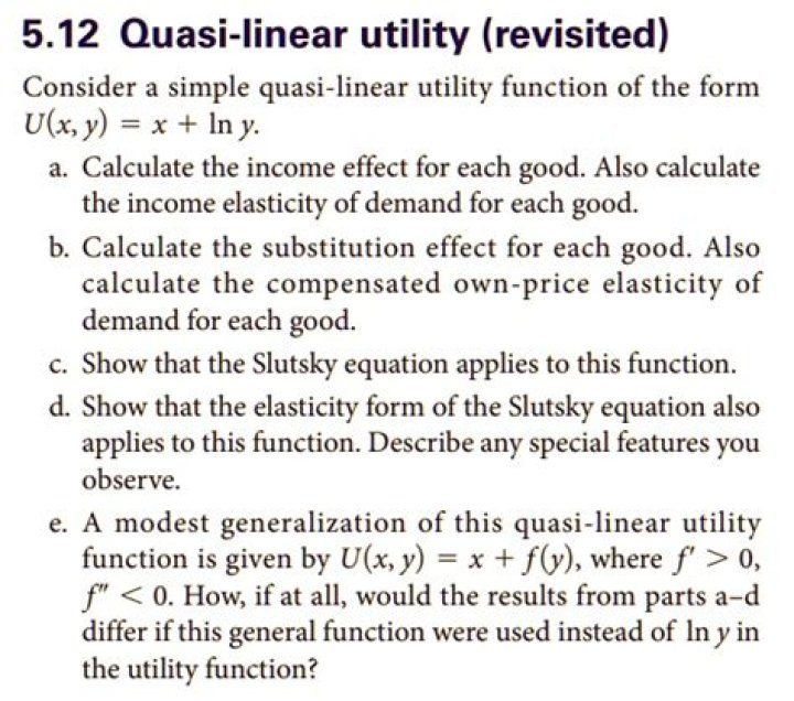Microeconomics (quasi-linear utility function)