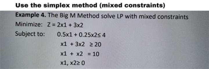 Minimize using simplex method with mixed constraints