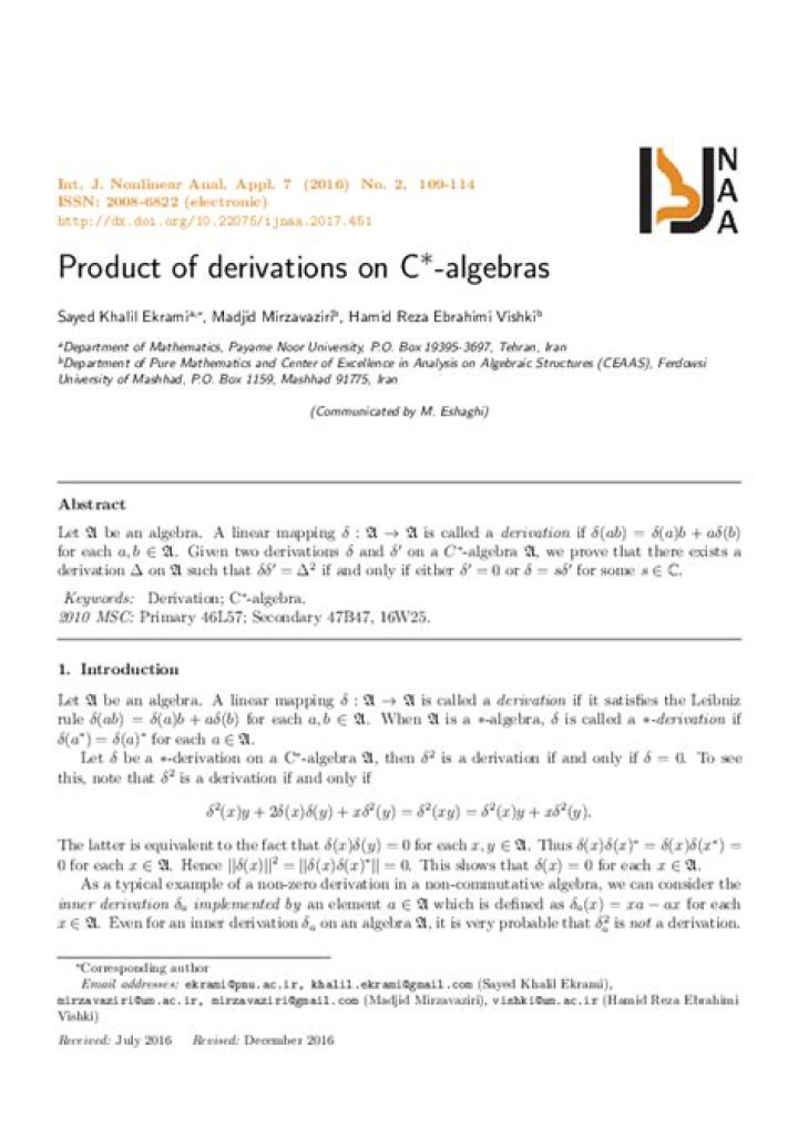 Product of derivations