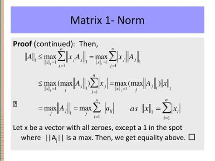 Proof for infinity matrix norm